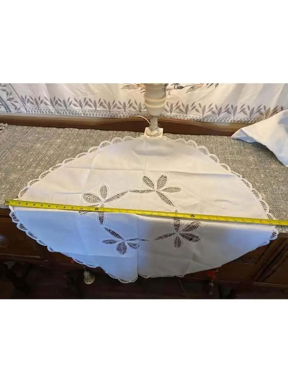 Vintage threadwork square tablecloth
